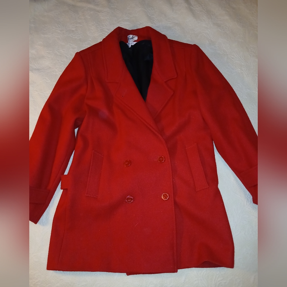 ❄️Red Wool Peacoat Size 10